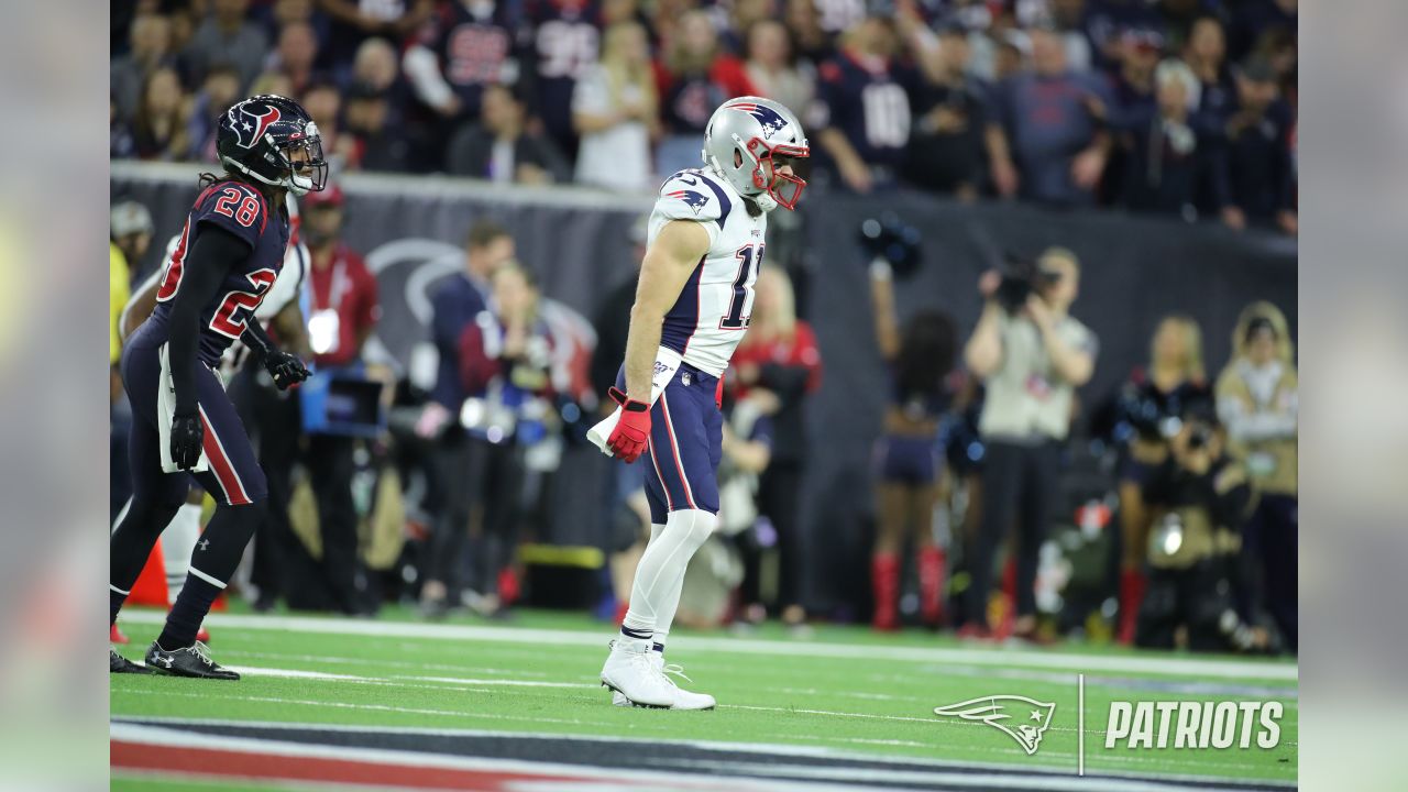 New England Patriots quarterback Tom Brady (L) and center David Andrews  celebrate after Super Bowl LI at NRG Stadiu…