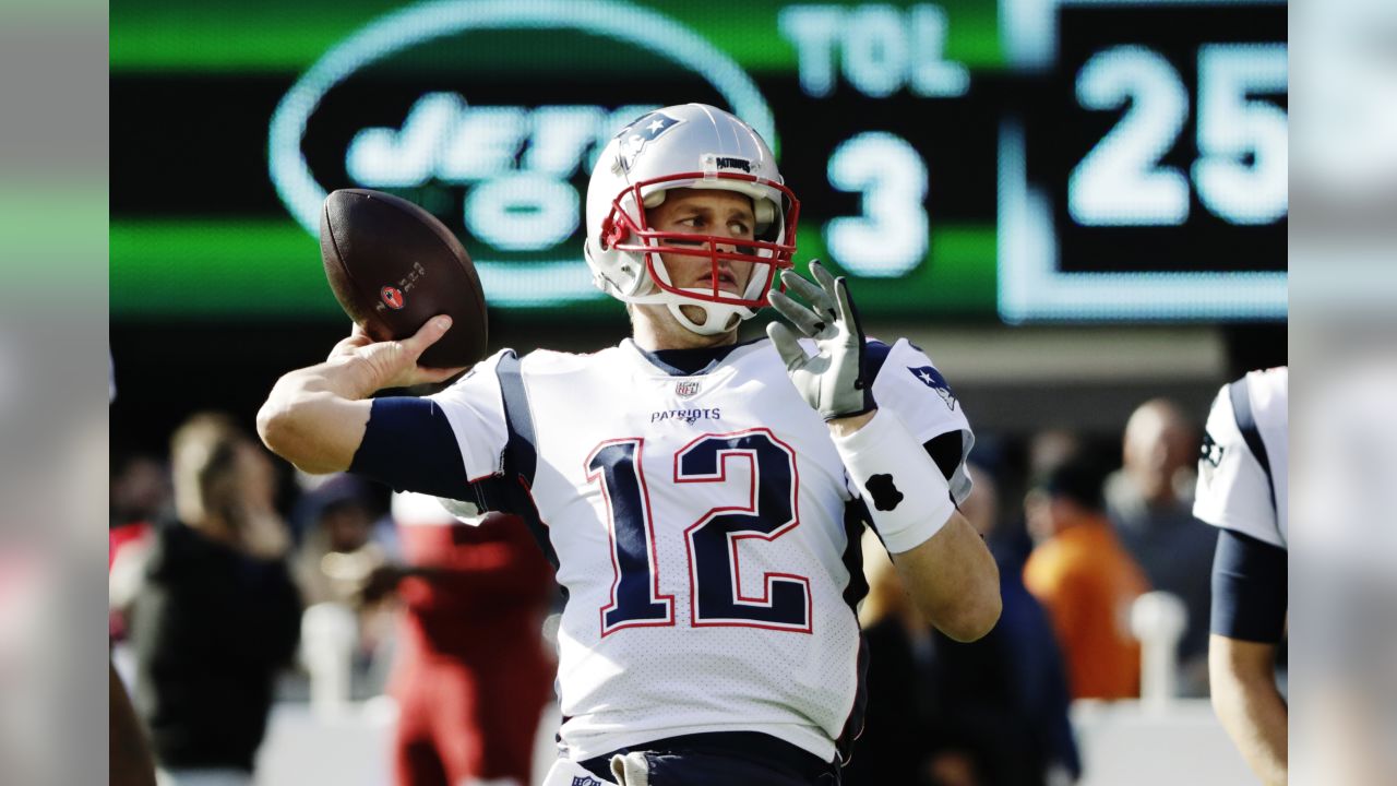 New England Patriots Tom Brady throws a pass in the first half against the  New York Jets in week 12 of the NFL at MetLife Stadium in East Rutherford,  New Jersey on