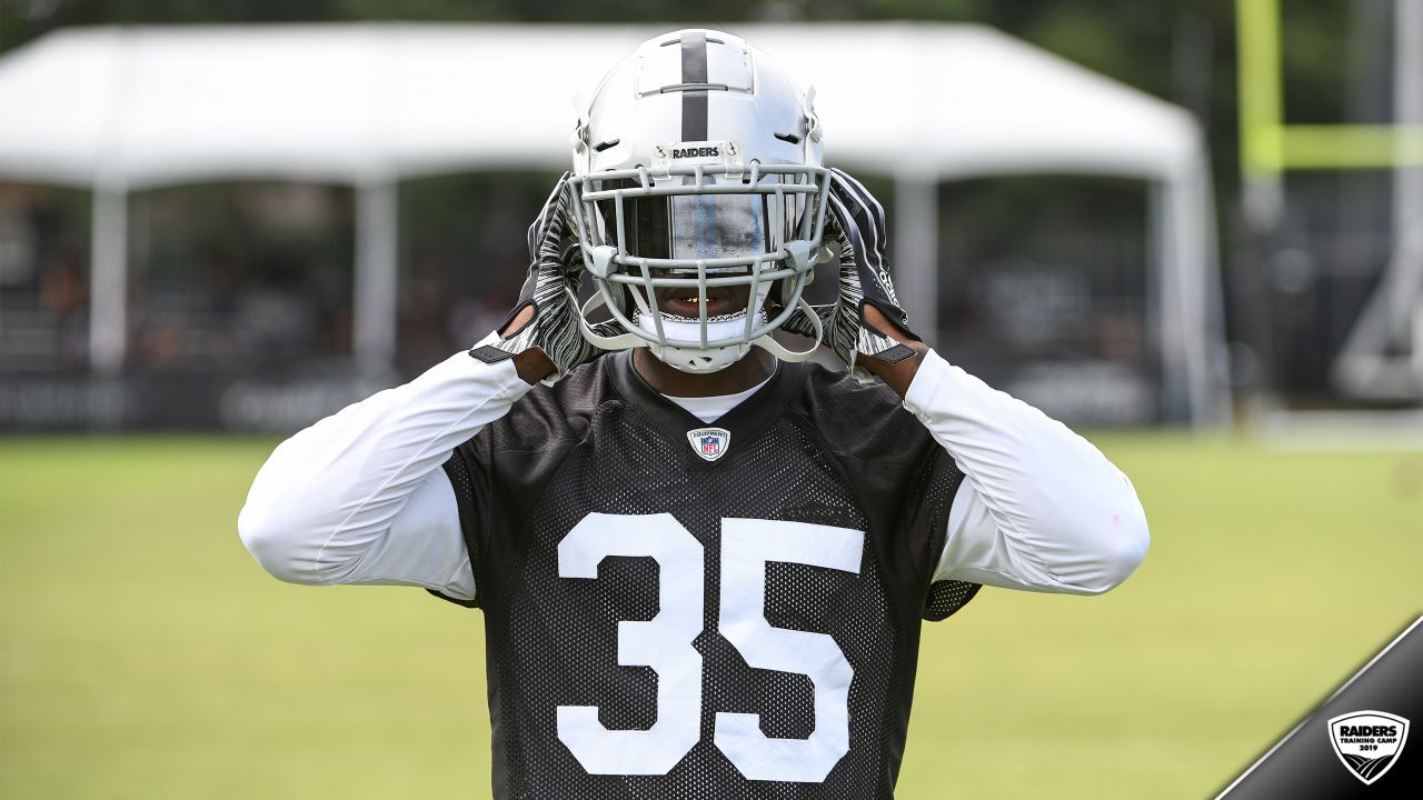 Oakland Raiders defensive tackle Johnathan Hankins (90) during NFL football  training camp Thursday, Aug. 8, 2019, in Napa, Calif. Both the Oakland  Raiders and the Los Angeles Rams held a joint practice