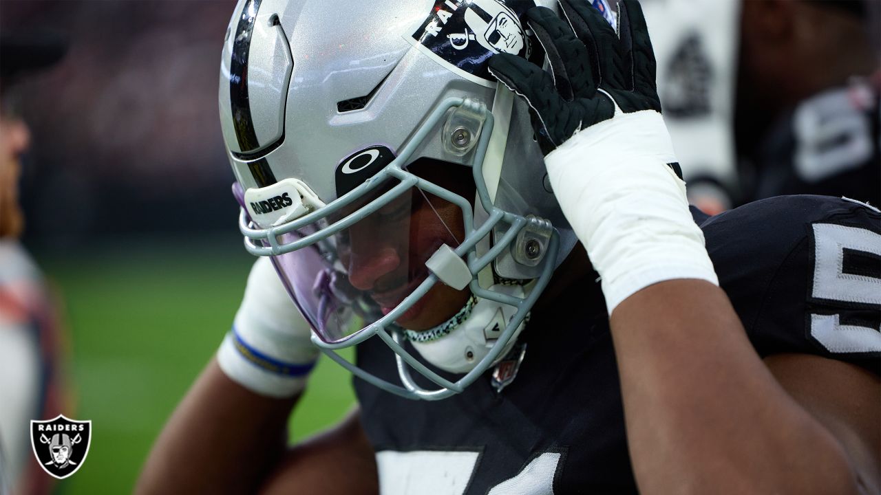 Las Vegas Raiders defensive end Malcolm Koonce (51) warms up