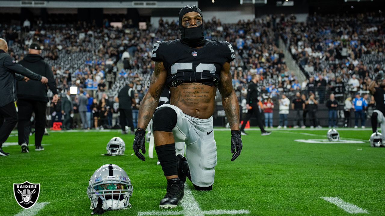 Las Vegas Raiders line backer Denzel Perryman (52) after playing the Kansas  City Chiefs during an NFL Professional Football Game Sunday, Nov. 14, 2021,  in Las Vegas. (AP Photo/John McCoy Stock Photo - Alamy