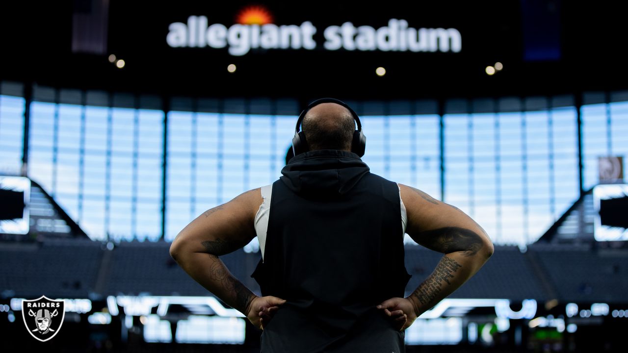 Las Vegas Raiders cornerback Sam Webb (27) warms up before playing