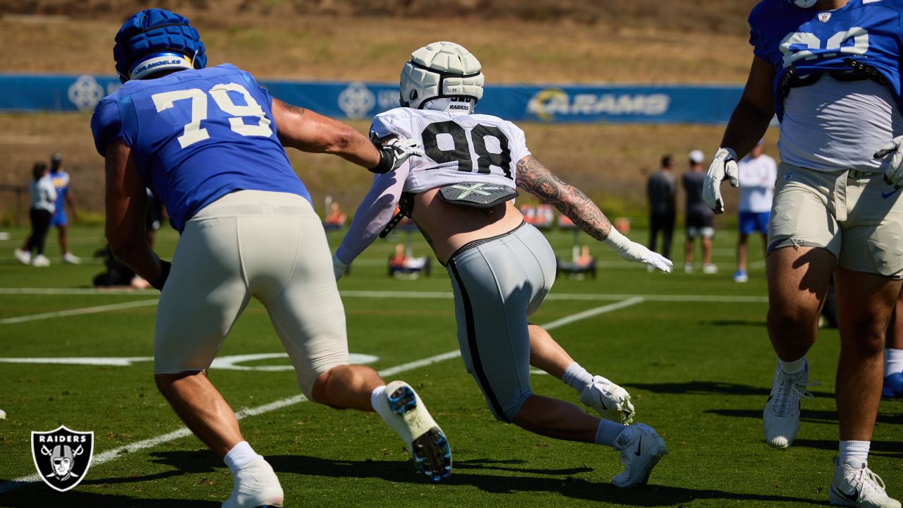 Defensive end Maxx Crosby's sound on the field from joint practice with the  Los Angeles Rams prior to the Raiders' Preseason Week 2 matchup