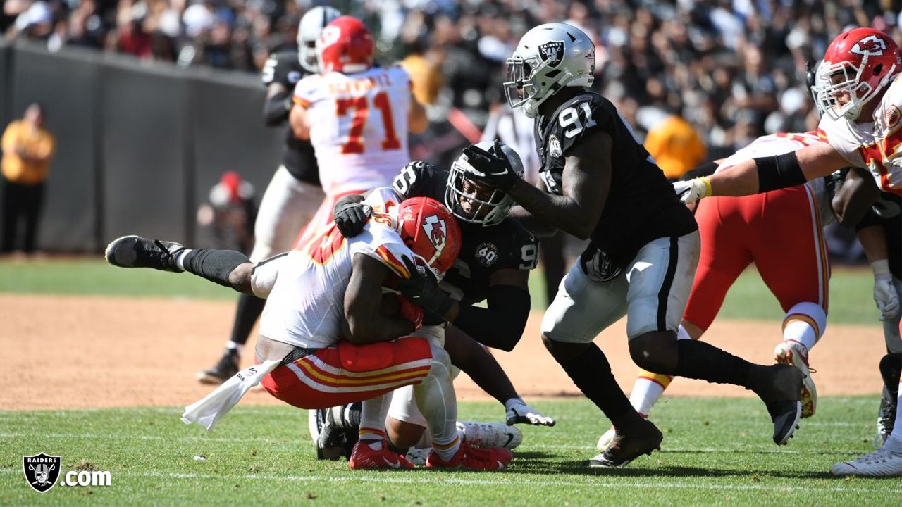 Oakland Raiders running back Josh Jacobs warms up before an NFL football  game against the Kansas City Chiefs Sunday, Sept. 15, 2019, in Oakland,  Calif. (AP Photo/D. Ross Cameron Stock Photo - Alamy