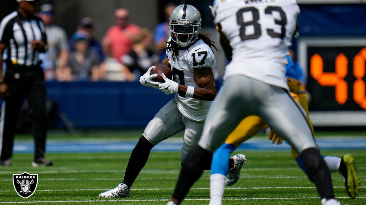 Las Vegas Raiders defensive tackle Bilal Nichols (91) reacts after a  touchdown against the Los Angeles Chargers during the first half of an NFL  football game, Sunday, Dec. 4, 2022, in Las