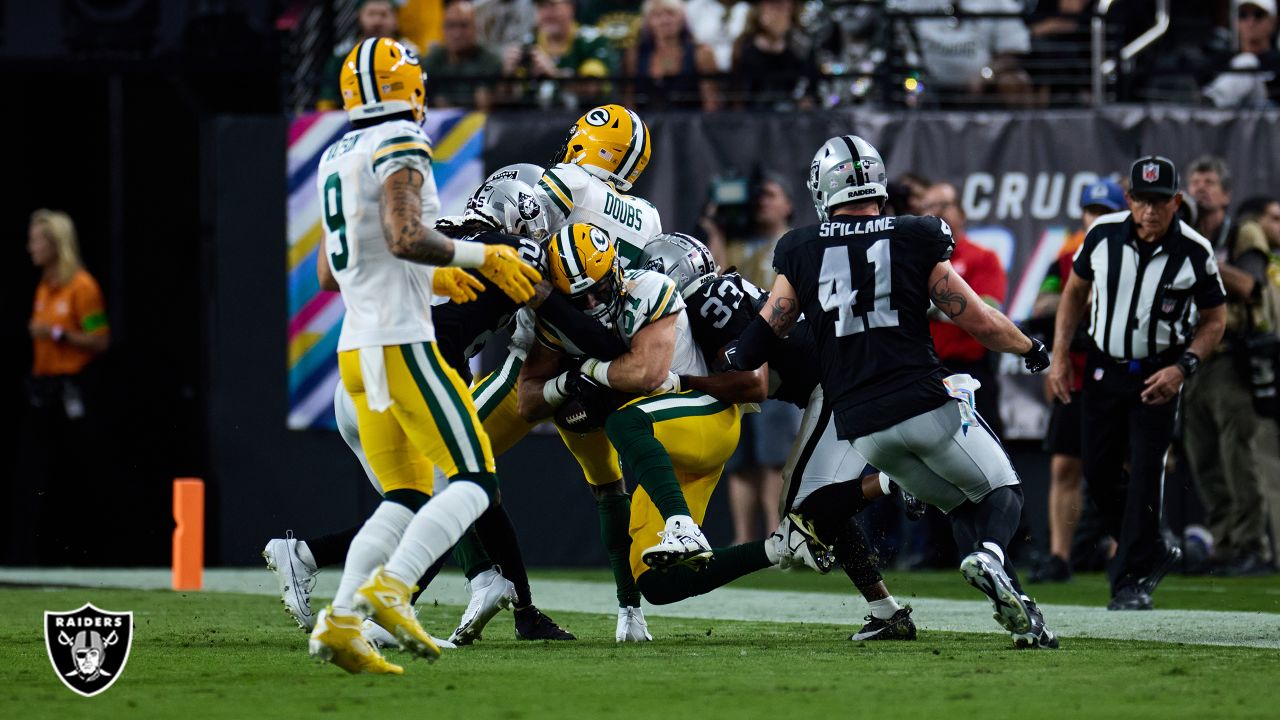 Las Vegas Raiders safety Roderic Teamer (33) heads to the field