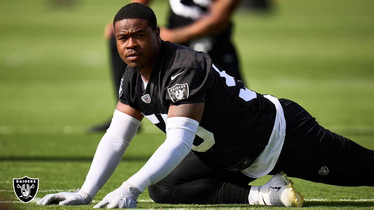 Las Vegas Raiders offensive tackle Thayer Munford Jr. (77) during the first  half of an NFL football game against the Arizona Cardinals, Sunday, Sept.  18, 2022, in Las Vegas. (AP Photo/Rick Scuteri