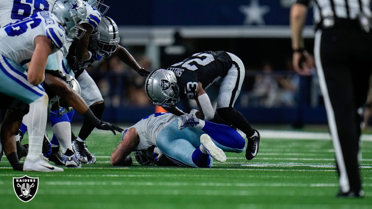 Las Vegas Raiders quarterback Aidan O'Connell (4) throws against the Dallas  Cowboys during a preseason NFL Football game in Arlington, Texas, Saturday,  Aug. 26, 2023. (AP Photo/Michael Ainsworth Stock Photo - Alamy