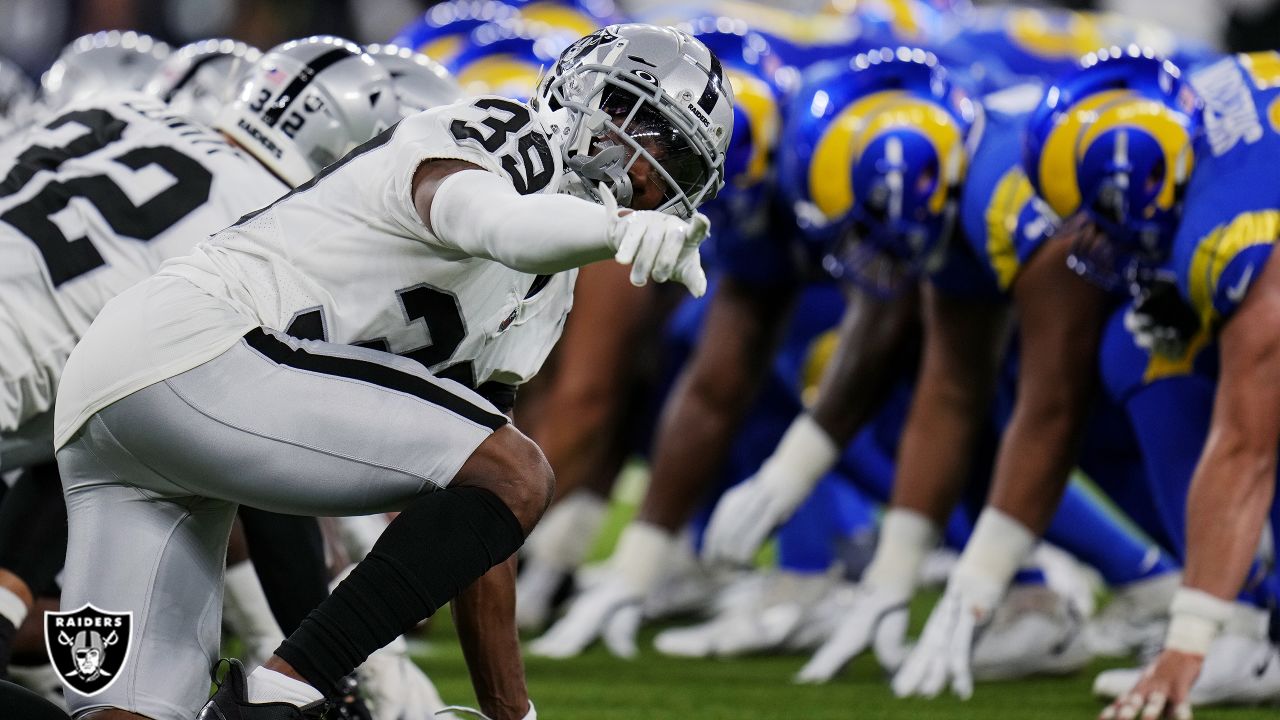 Las Vegas Raiders cornerback Nate Hobbs (39) runs during an NFL football  game against the Los Angeles Chargers Monday, Oct. 4, 2021, in Inglewood,  Calif. (AP Photo/Kyusung Gong Stock Photo - Alamy