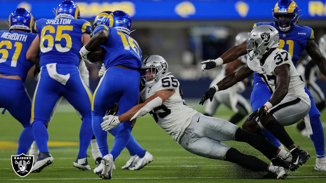 Las Vegas Raiders cornerback Nate Hobbs (39) runs during an NFL football  game against the Los Angeles Chargers Monday, Oct. 4, 2021, in Inglewood,  Calif. (AP Photo/Kyusung Gong Stock Photo - Alamy