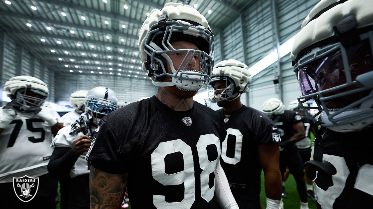 Defensive end Maxx Crosby mic'd up during 2023 Training Camp, motivates his  teammates and sets the bar for the first day of pads for the Las Vegas  Raiders