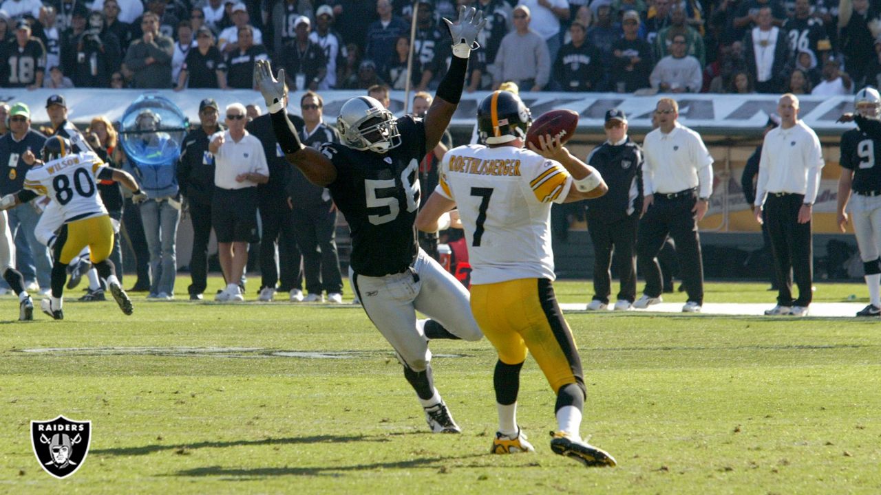 Oakland Raiders defensive end Derrick Burgess during 17-13 loss to