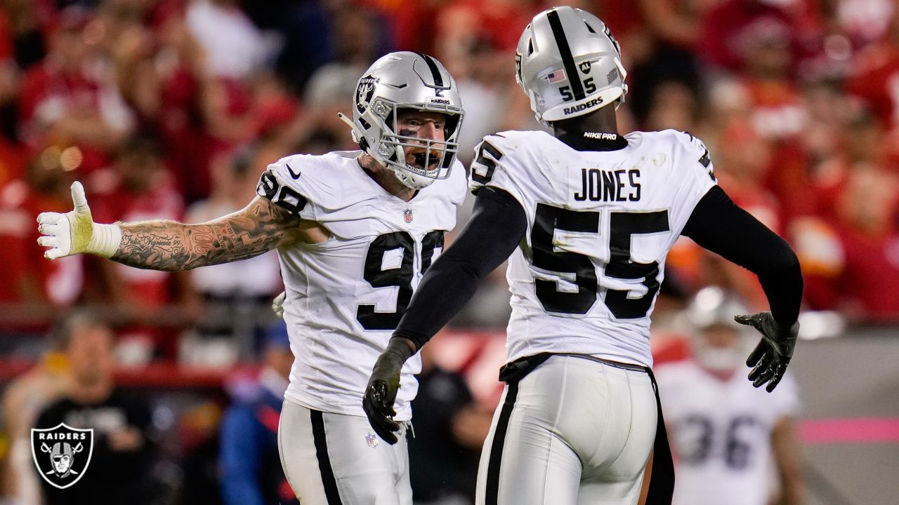 Las Vegas Raiders line backer Denzel Perryman (52) after playing the Kansas  City Chiefs during an NFL Professional Football Game Sunday, Nov. 14, 2021,  in Las Vegas. (AP Photo/John McCoy Stock Photo - Alamy