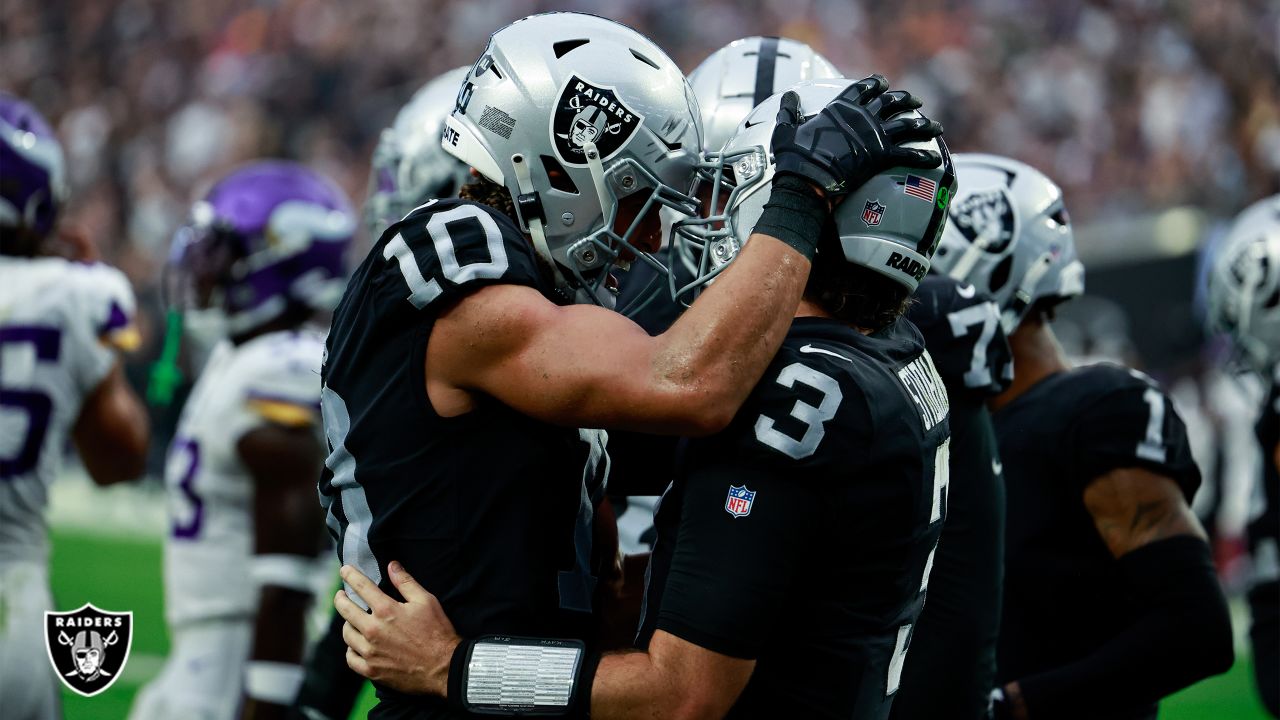 Las Vegas Raiders wide receiver DJ Turner runs with the ball during the  first half of an NFL football game against the Houston Texans Sunday, Oct.  23, 2022, in Las Vegas. (AP