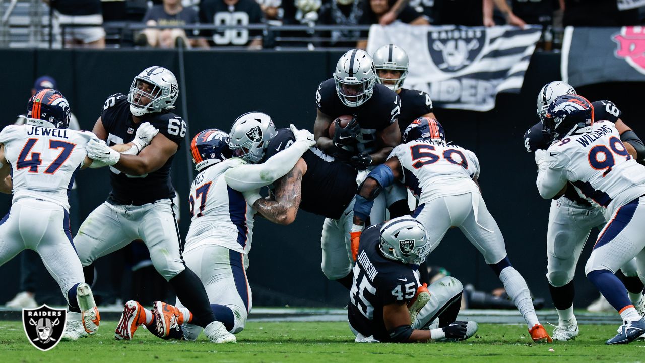 Running back Josh Jacobs' sound on the field from the Raiders'  season-opening win vs. Denver Broncos