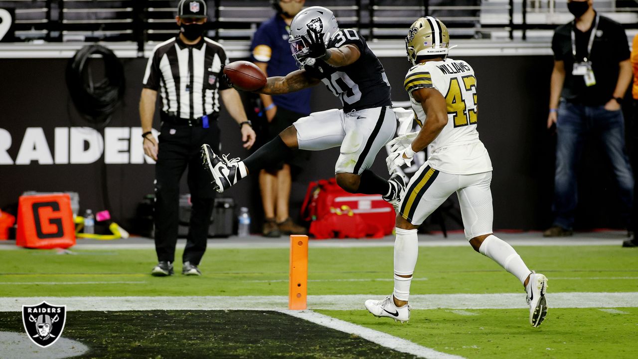 Las Vegas Raiders running back Jalen Richard (30) warms up wearing his My  Cause My Cleats before an NFL football game Sunday, Dec. 13, 2020, in Las  Vegas. (AP Photo/Isaac Brekken Stock