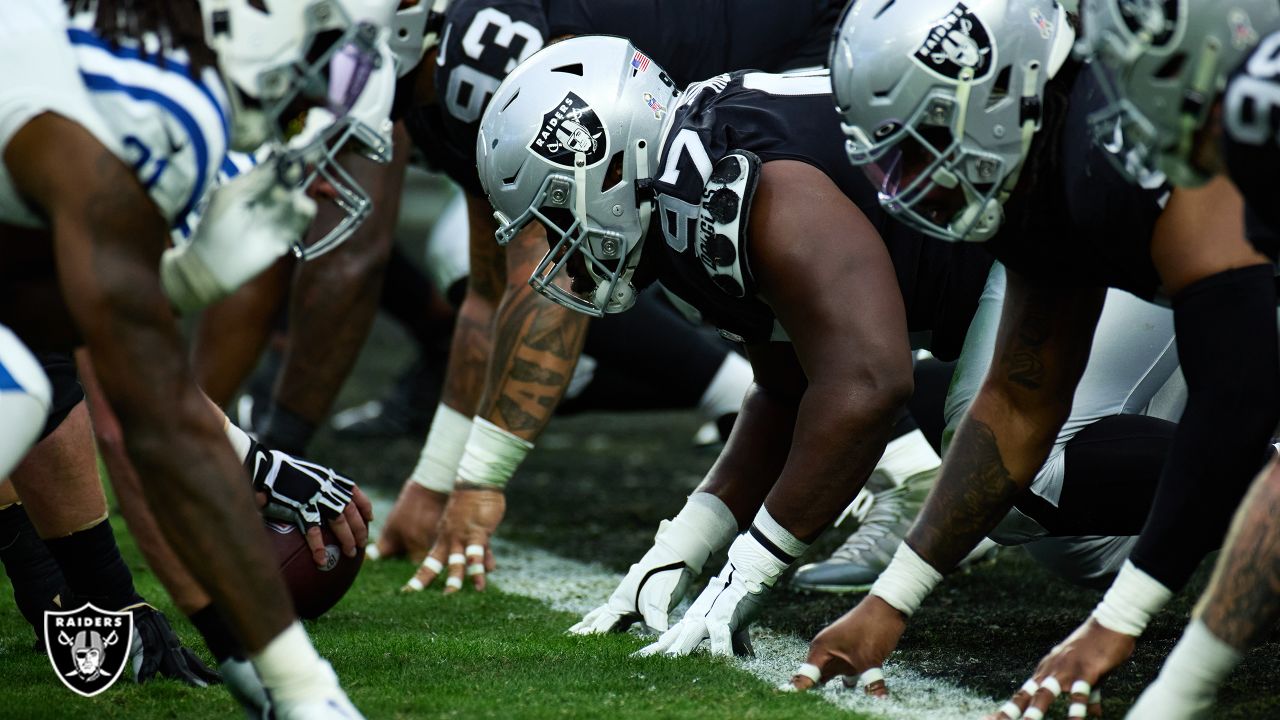 Las Vegas Raiders fullback Jakob Johnson (45) leaves the field against the  Indianapolis Colts during the