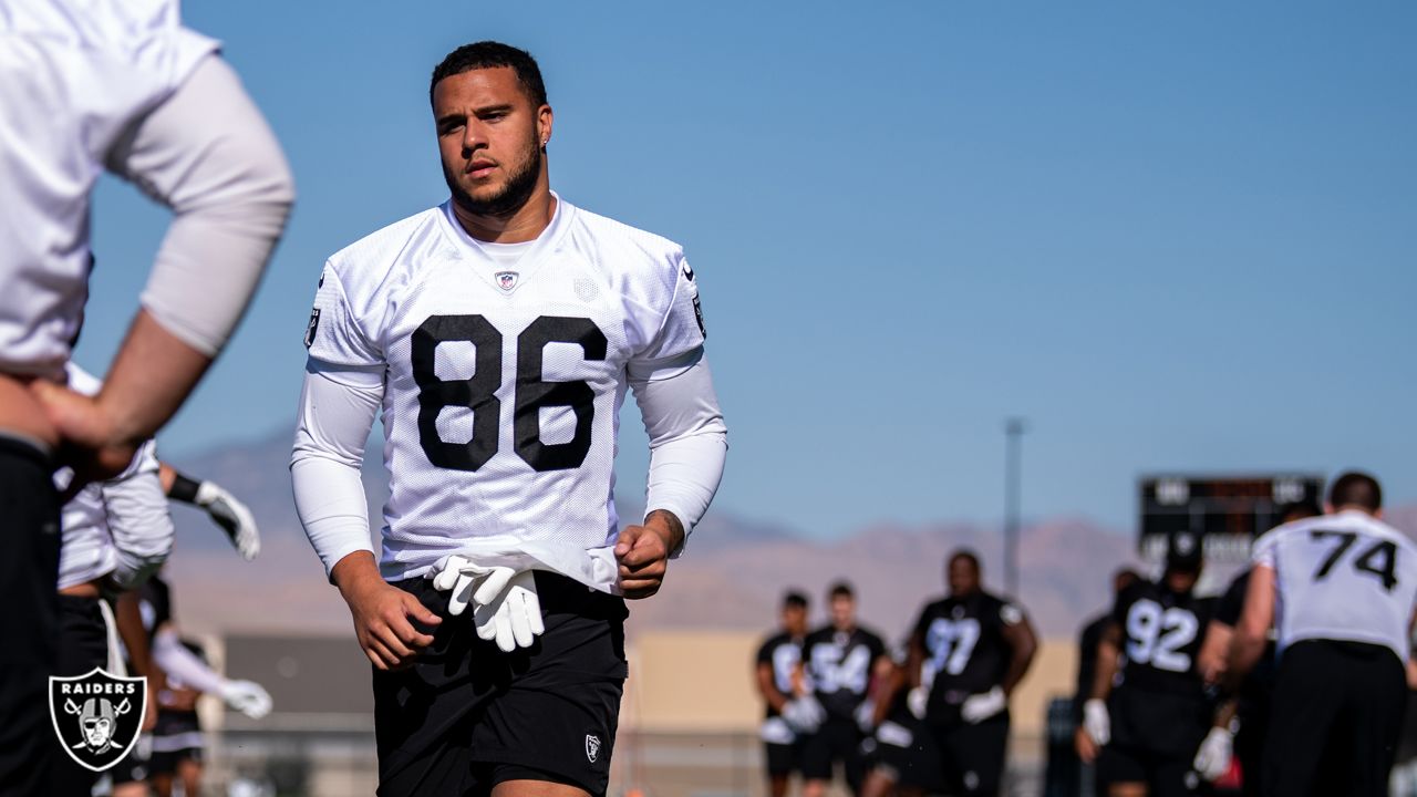 Las Vegas Raiders tight end Jacob Hollister (88) warms up before an NFL  football game against the Los Angeles Chargers, Sunday, Dec. 4, 2022, in  Las Vegas. (AP Photo/Rick Scuteri Stock Photo - Alamy