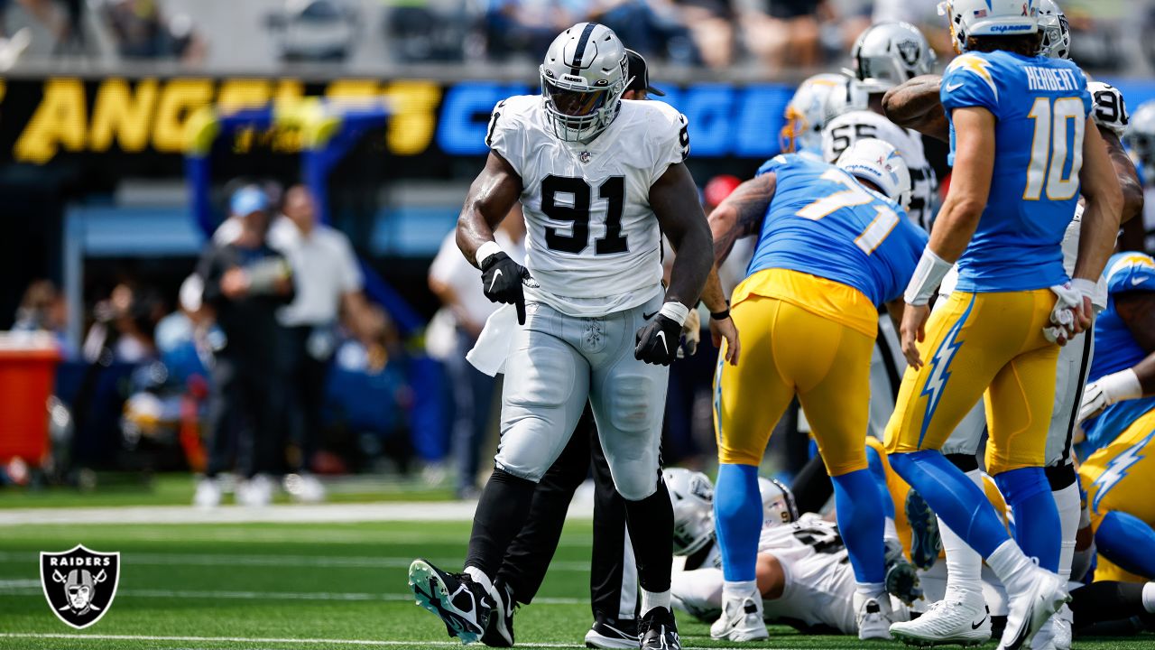 Las Vegas Raiders defensive tackle Bilal Nichols (91) during the