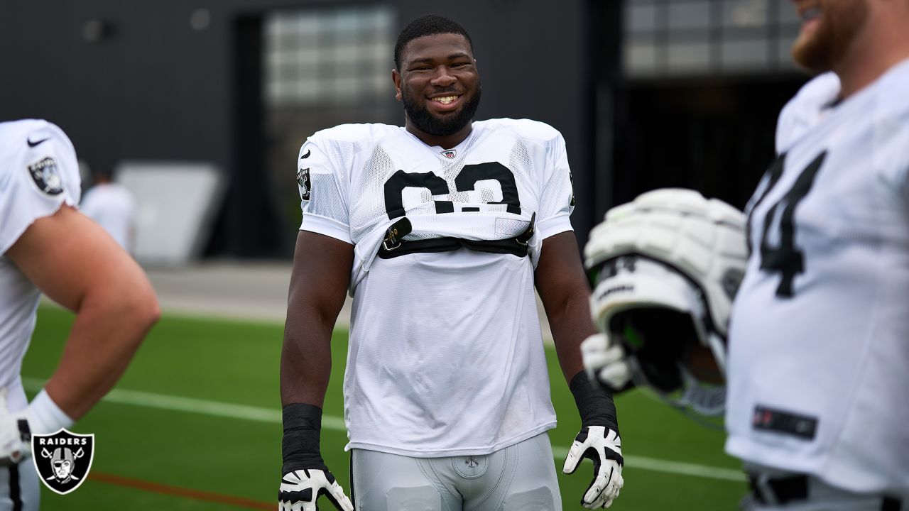 Las Vegas Raiders corner back Amik Robertson makes a catch during an NFL  football practice Wednesday, July 28, 2021, in Henderson, Nev. (AP  Photo/David Becker Stock Photo - Alamy