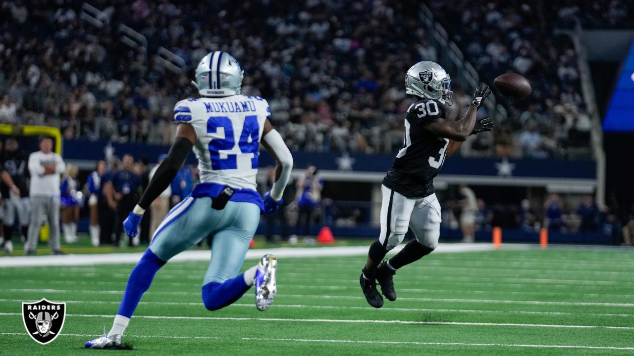 Las Vegas Raiders quarterback Aidan O'Connell (4) throws against the Dallas  Cowboys during a preseason NFL Football game in Arlington, Texas, Saturday,  Aug. 26, 2023. (AP Photo/Michael Ainsworth Stock Photo - Alamy