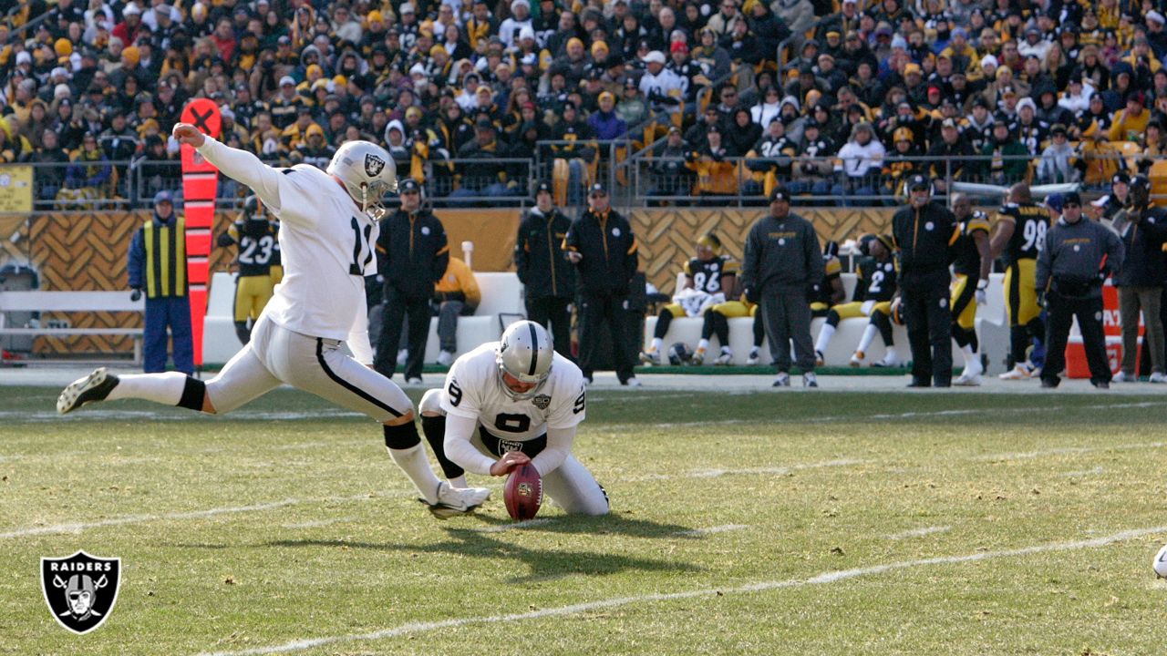 Raiders fans celebrate after beating the Pittsburgh Steelers at Heinz Field  during an NFL footb …