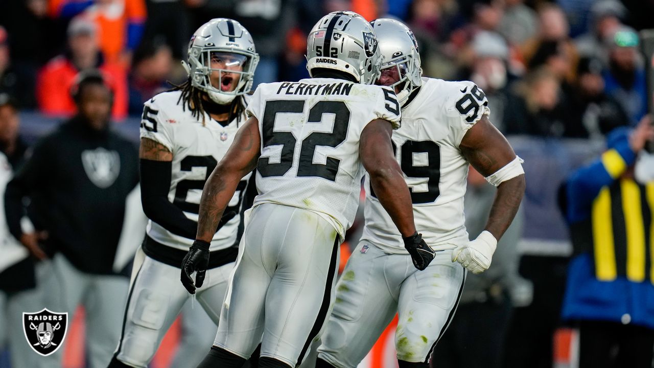 Las Vegas Raiders defensive end Clelin Ferrell (99) gets set on defense  during an NFL football