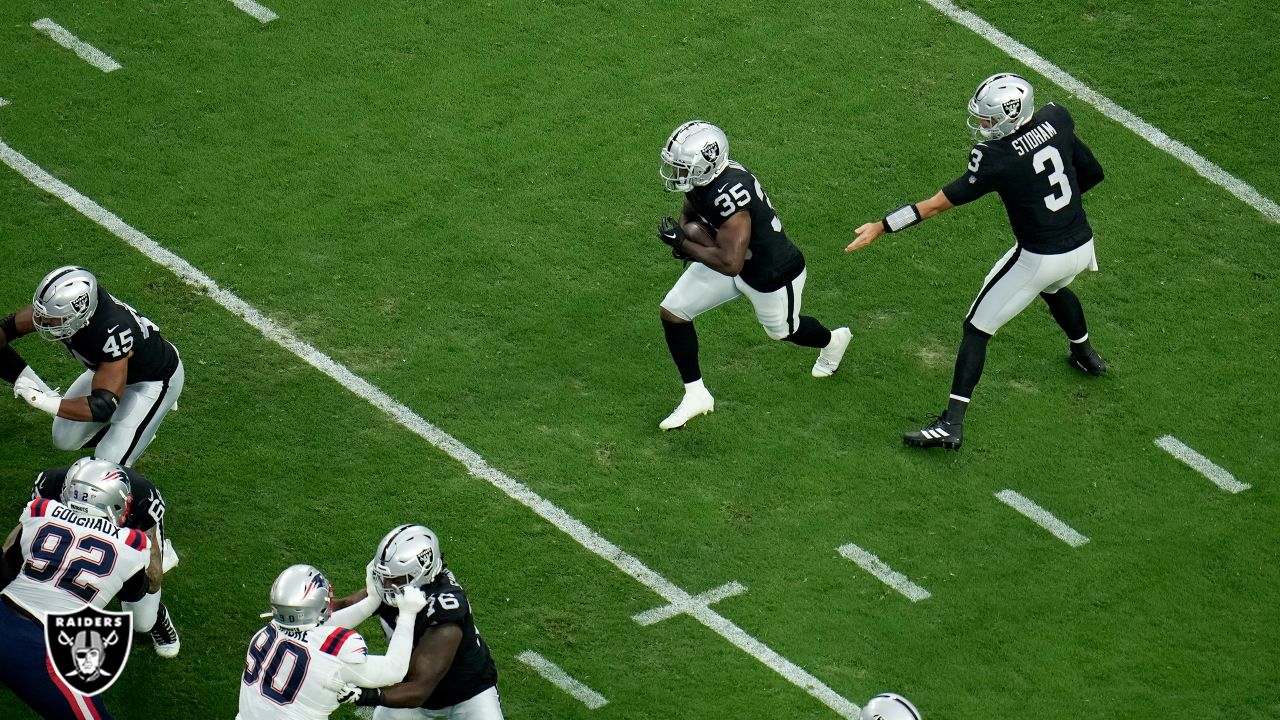 Las Vegas Raiders running back Zamir White (35) leaves the field