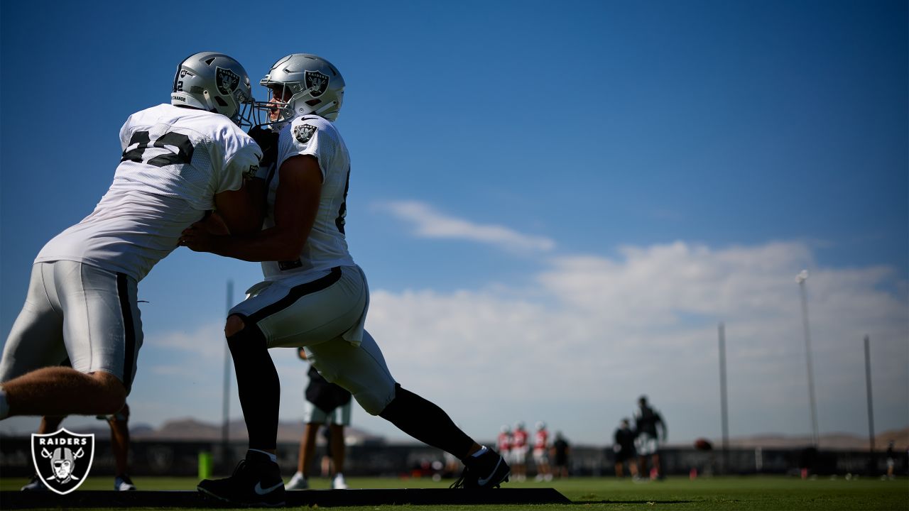 Raiders RB coach Kennedy Polamalu talks to media on Day Three of