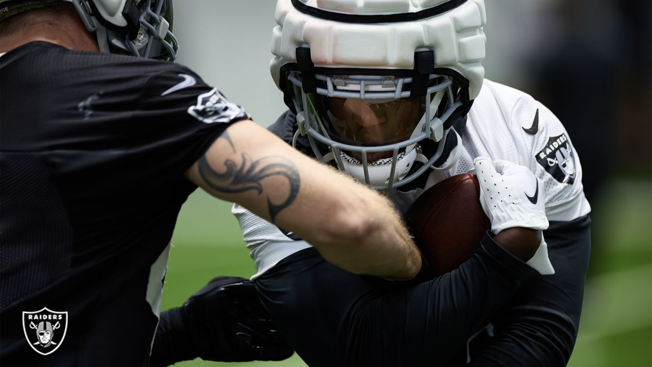 Las Vegas Raiders safety Isaiah Pola-Mao (20) is seen during warm ups  before an NFL preseason football game against the Dallas Cowboys, Saturday,  Aug. 26, 2023, in Arlington, Texas. Dallas won 31-16. (