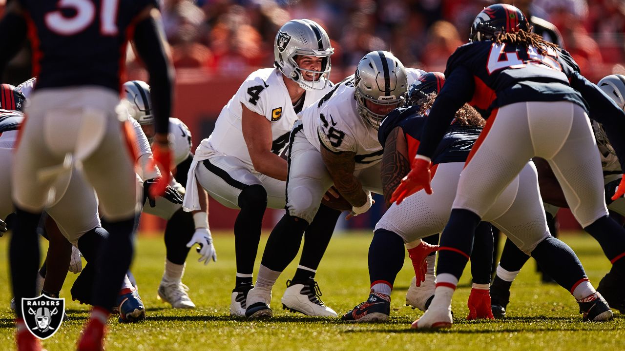 A detailed view of the cleat of Derek Carr of the Las Vegas