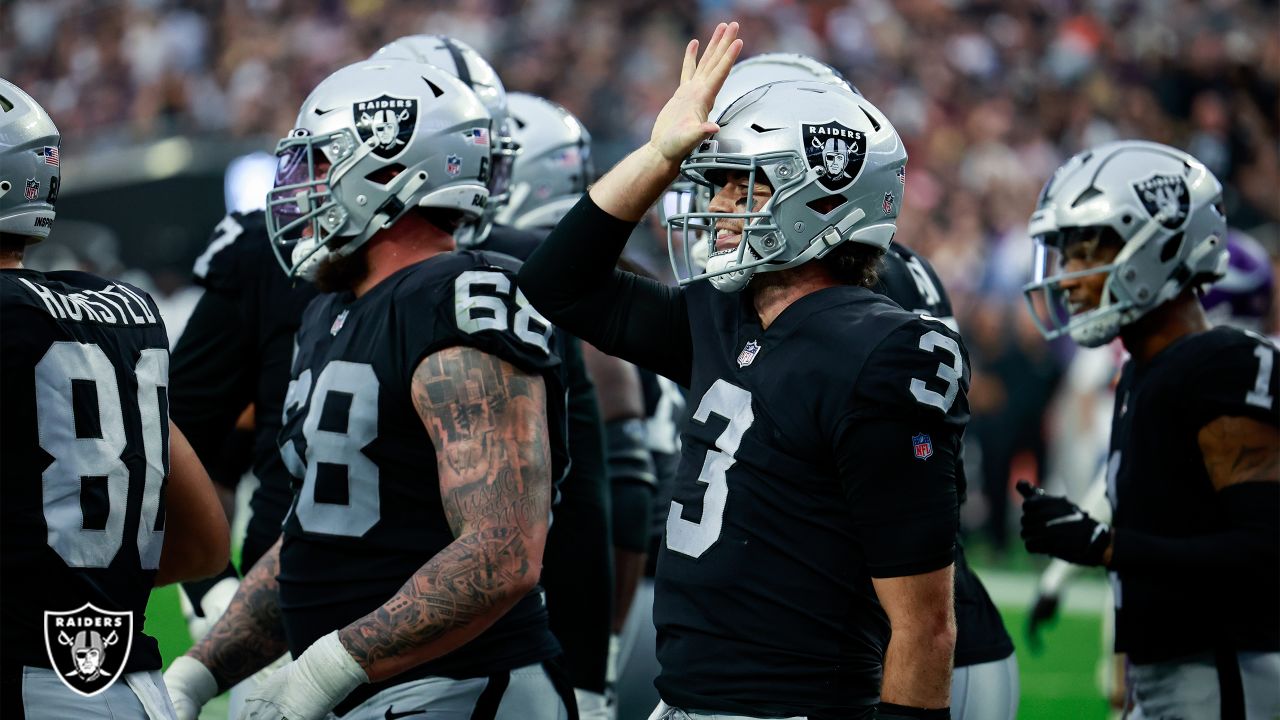 Las Vegas Raiders wide receiver DJ Turner (19) leaves the field after an  NFL football game against the New Orleans Saints in New Orleans, Sunday,  Oct. 30, 2022. (AP Photo/Matthew Hinton Stock