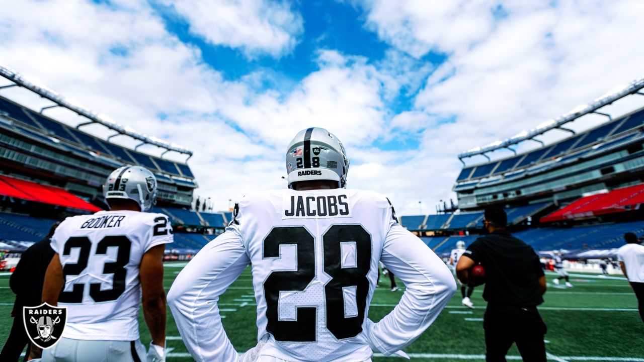 Josh Jacobs going in reverse in the Las Vegas Raiders' 38-10 loss