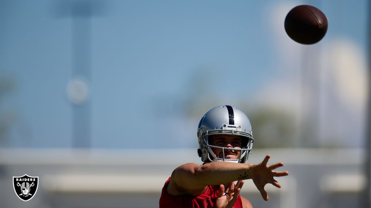 Las Vegas Raiders quarterback Chase Garbers during practice at the NFL  football team's practice facility Thursday, June 2, 2022, in Henderson,  Nev. (AP Photo/John Locher Stock Photo - Alamy