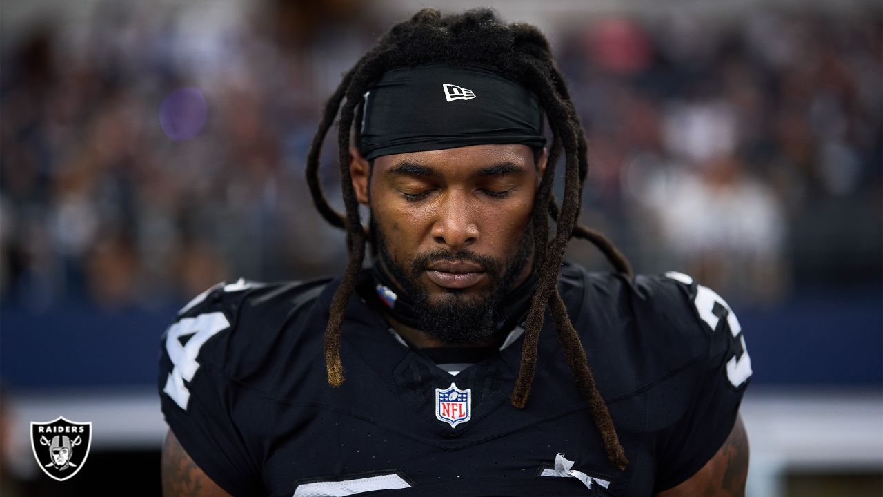 Las Vegas Raiders running back Brandon Bolden (34) prior to the