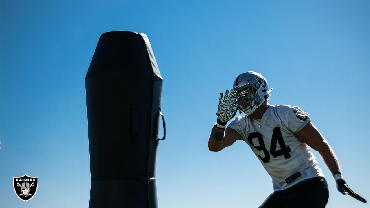 Las Vegas Raiders defensive end Carl Nassib (94) during training