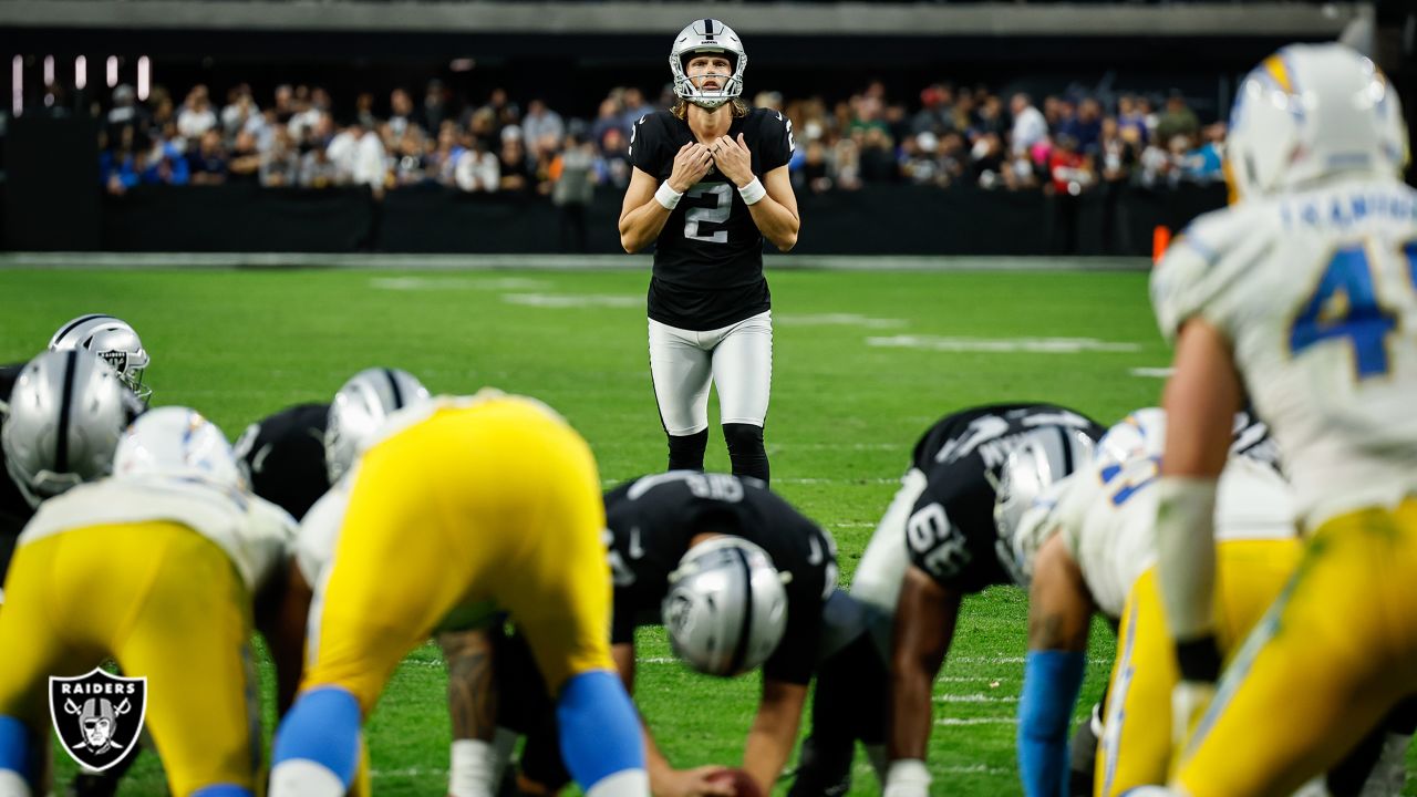 Las Vegas Raiders safety Duron Harmon (30) celebrates a missed field goal  by the Los Angeles Chargers during the second half of an NFL football game,  Sunday, Dec. 4, 2022, in Las