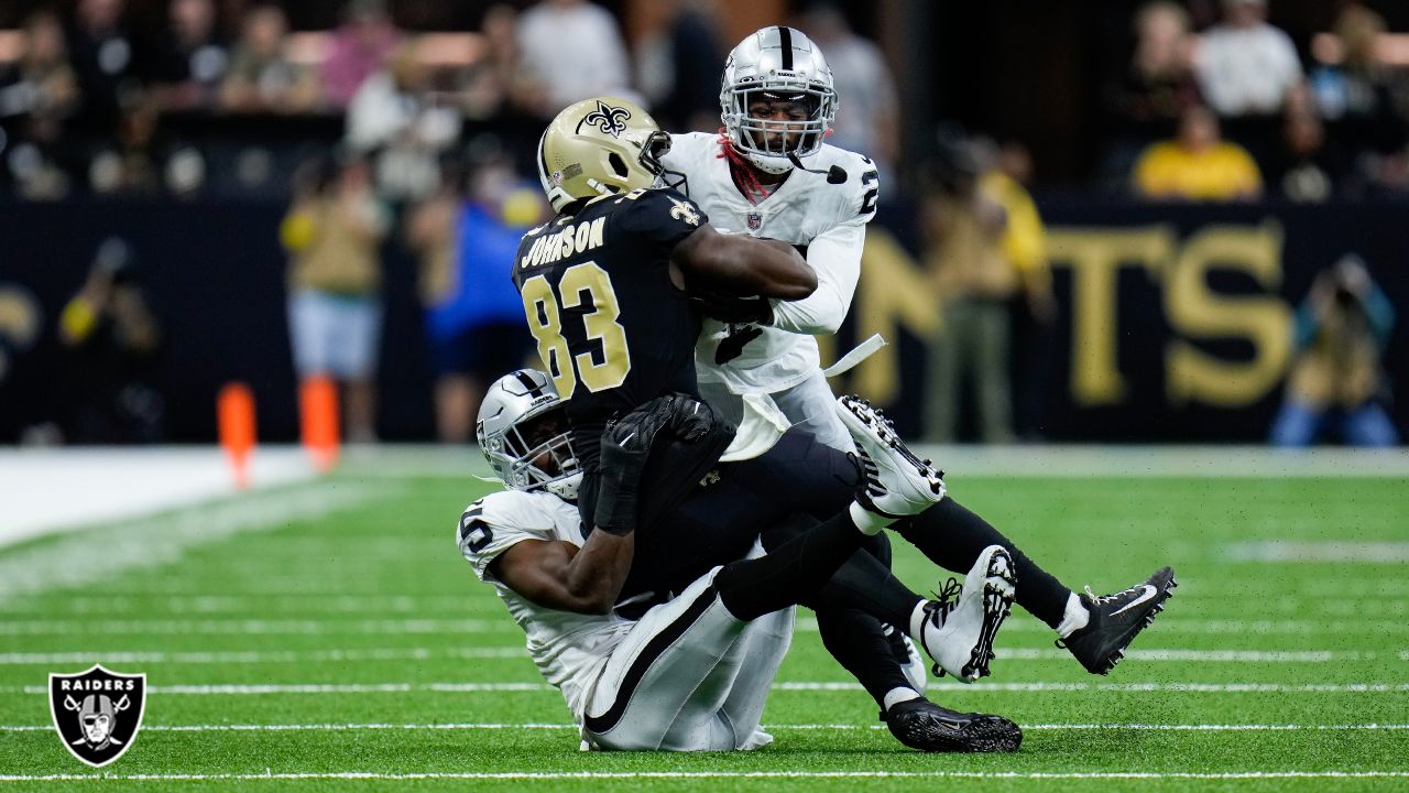 Las Vegas Raiders cornerback Anthony Averett (29) watches action against  the New England Patriots during the first half of an NFL preseason football  game, Friday, Aug. 26, 2022, in Las Vegas. (AP