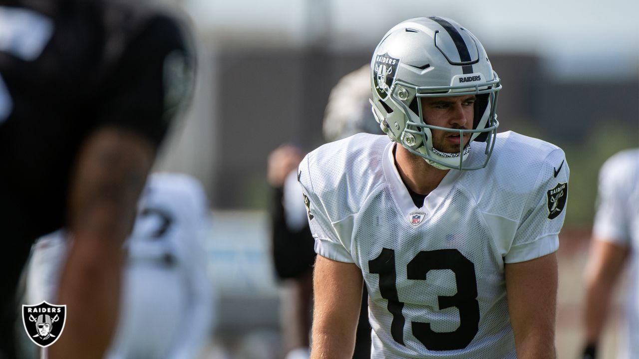 Las Vegas Raiders' Hunter Renfrow catches a pass during a practice at NFL  football training camp Friday, Aug. 4, 2023, in Henderson, Nev. (AP  Photo/John Locher Stock Photo - Alamy