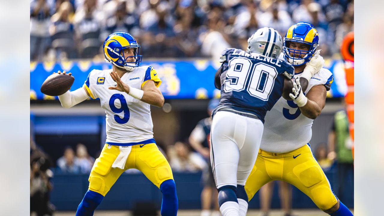 Los Angeles Rams quarterback Bryce Perkins (16) announces a play