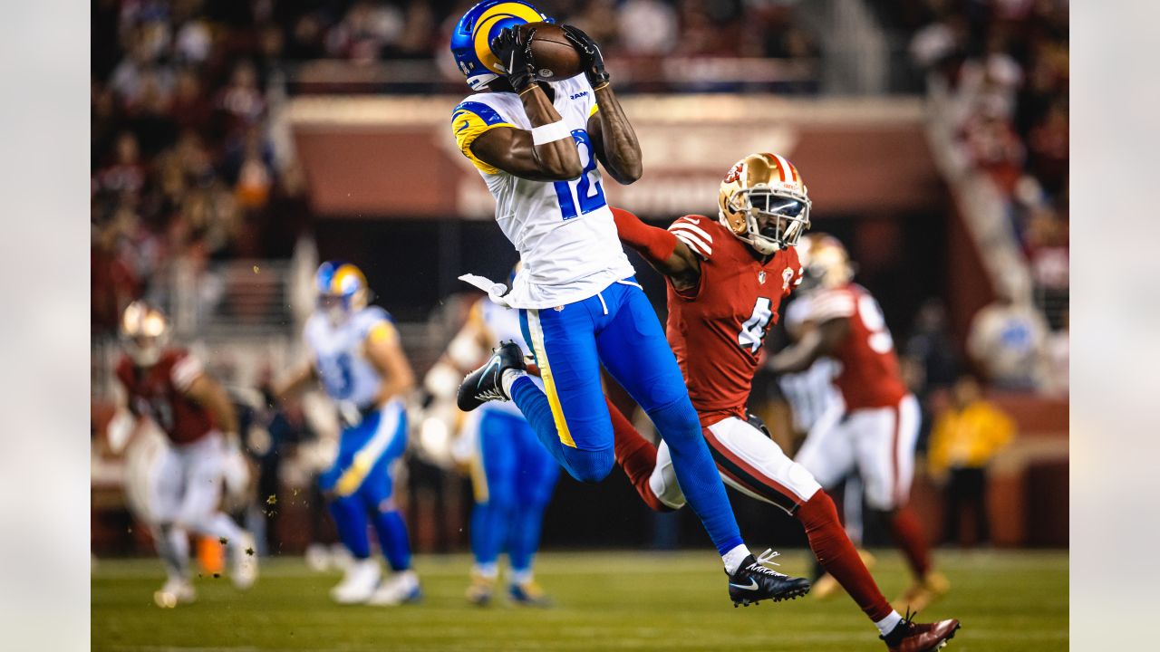 Los Angeles Rams wide receiver Brandon Powell (19) runs against the Arizona  Cardinals during the first half of an NFL wild-card playoff football game  in Inglewood, Calif., Monday, Jan. 17, 2022. (AP