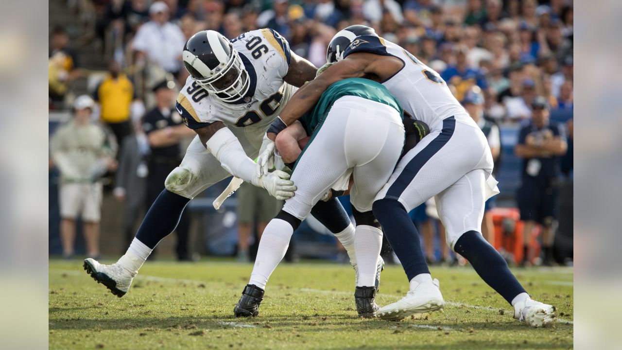 Los Angeles Rams linebacker (94) Robert Quinn on the field in the first  quarter of an NFL game against the Seattle Seahawks played at the Los  Angeles Memorial Coliseum in Los Angeles