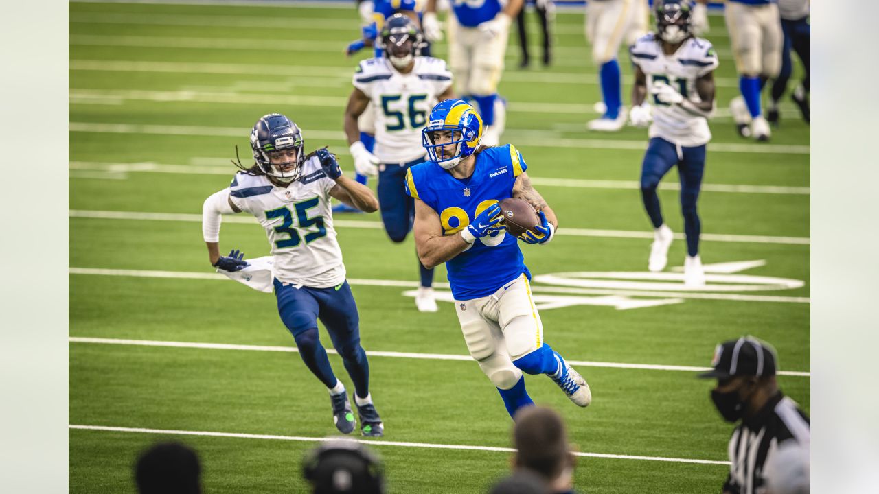 Los Angeles Rams tight end Gerald Everett (81) heads off the field after an  NFL football game against the New York Giants, Sunday, October 4, 2020 in  Inglewood, Calif. The Rams defeated