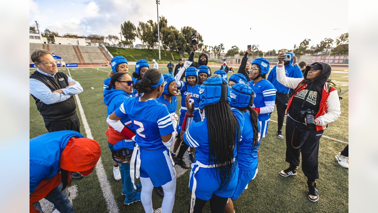 Rams and Chargers host surprise jersey unveiling for League of Champions  Girls Flag Football teams