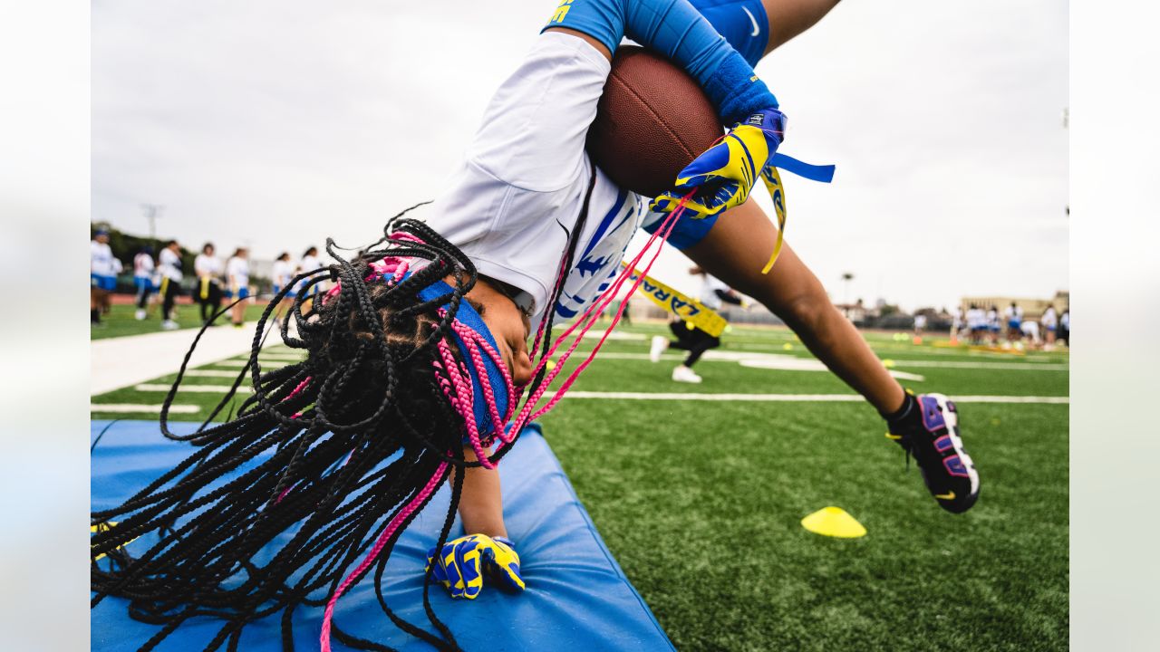 Rams Hold Girls Flag Football Clinics During Women's History Month