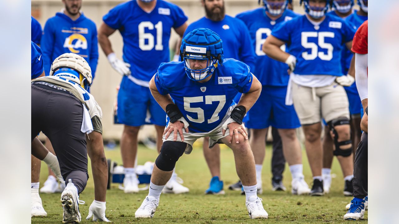 Los Angeles Rams quarterback Stetson Bennett (13) looks to throw a pass as  quarterback Matthew Stafford (9) watches him at the NFL football team's  training camp, Saturday, July 29, 2023, in Irvine