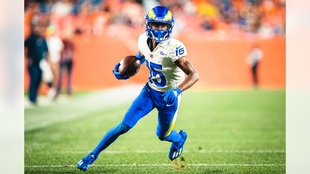 INGLEWOOD, CA - SEPTEMBER 18: Los Angeles Rams Wide Receiver Brandon Powell  (19) runs the ball backwards to score an intentional safety in the fourth  quarter during an NFL game between the