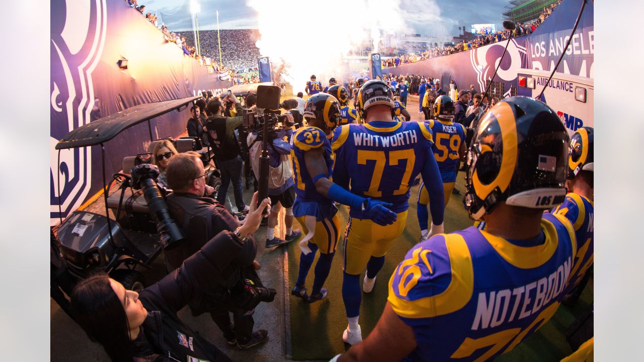 Andrew Whitworth of Rams celebrates his first-ever NFL Playoff win