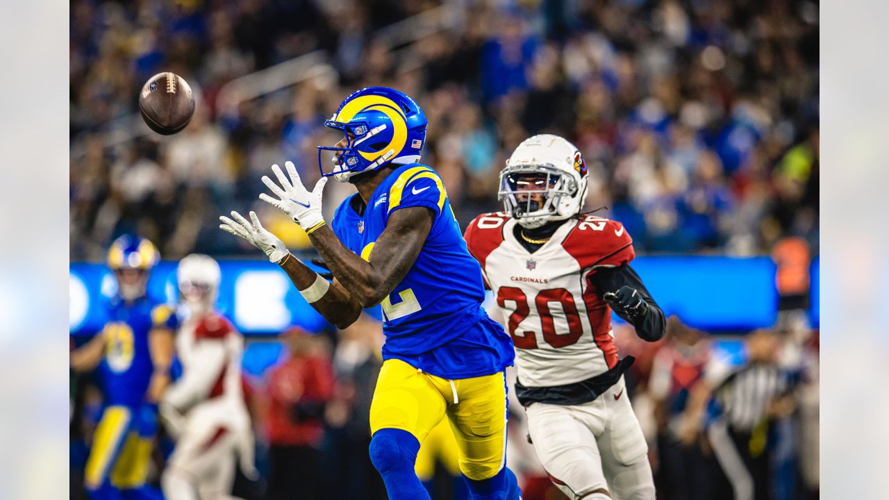 INGLEWOOD, CA - SEPTEMBER 18: Los Angeles Rams Wide Receiver Brandon Powell  (19) runs the ball backwards to score an intentional safety in the fourth  quarter during an NFL game between the