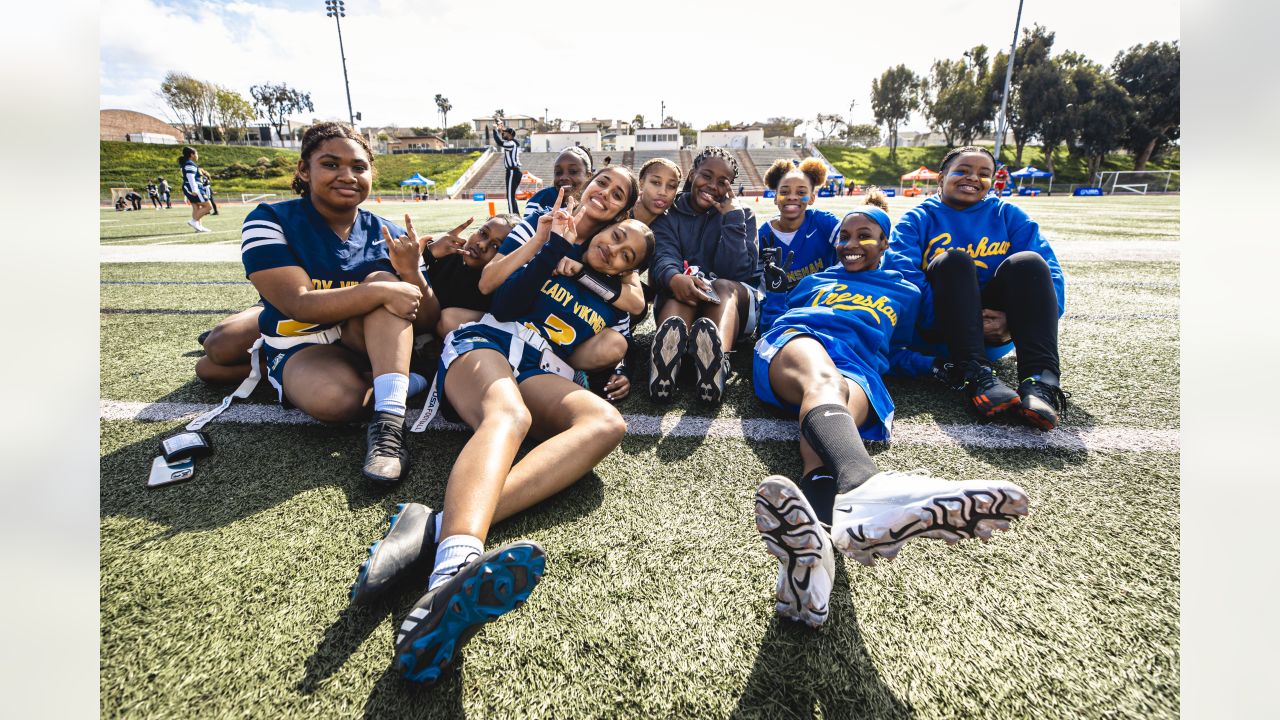 Rams and Chargers host surprise jersey unveiling for League of Champions  Girls Flag Football teams